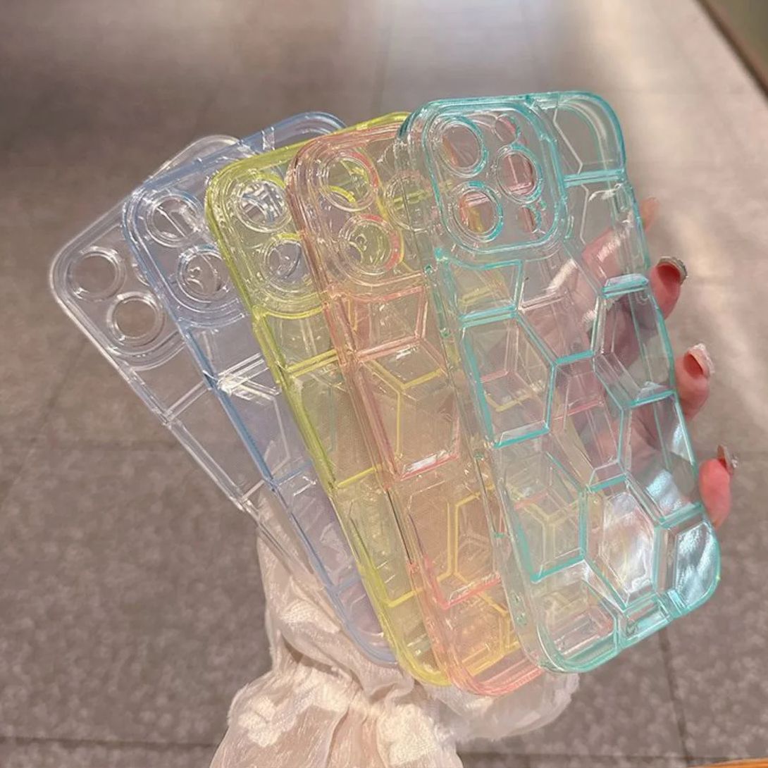 Clear Shockproof Bumper Case - Casing Ponsel Pola Sepak Bola Geometris