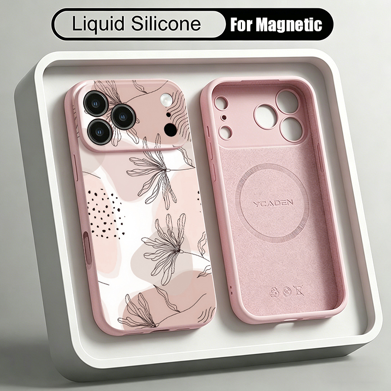 Liquid Silicone Magnetic Phone Case - Casing Ponsel Magnetik Silikon Cair Pola