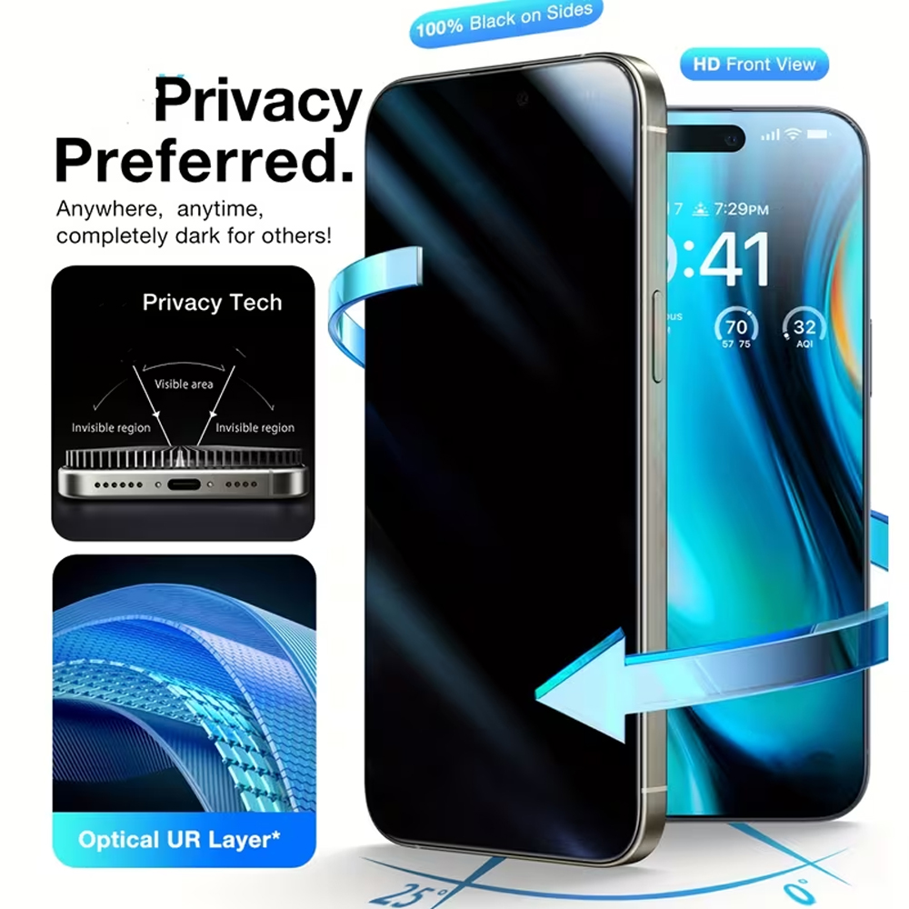 1-5PCS Kaca Tempered Anti-Spy  - Anti Peek Privacy Tempered Glass ulasan dan harga