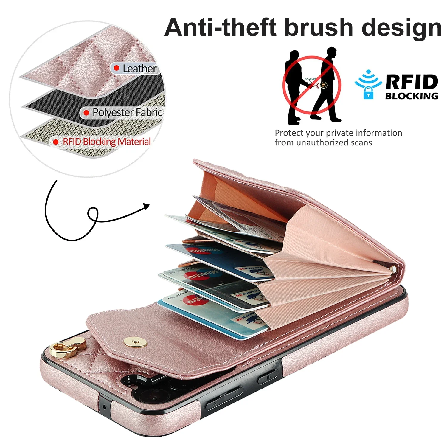 Sarung ponsel cincin Solt kart - Leather Wallet Card Holder Phone Cover ulasan dan harga